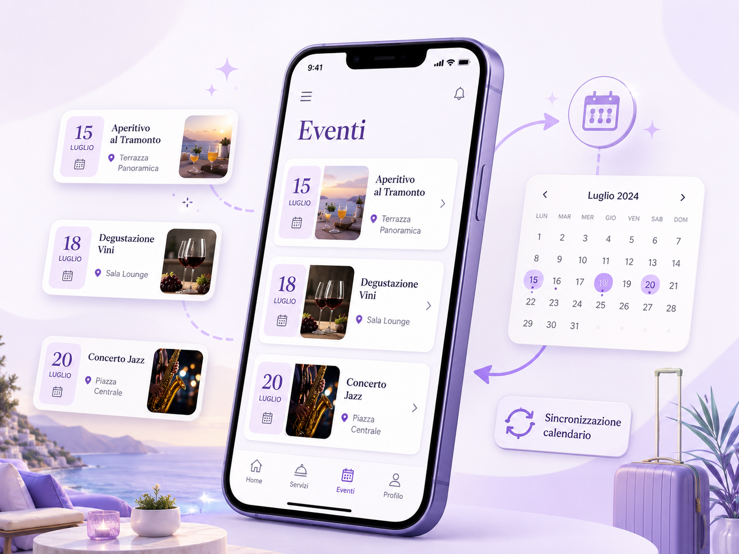 Calendario degli eventi nel Concierge digitale