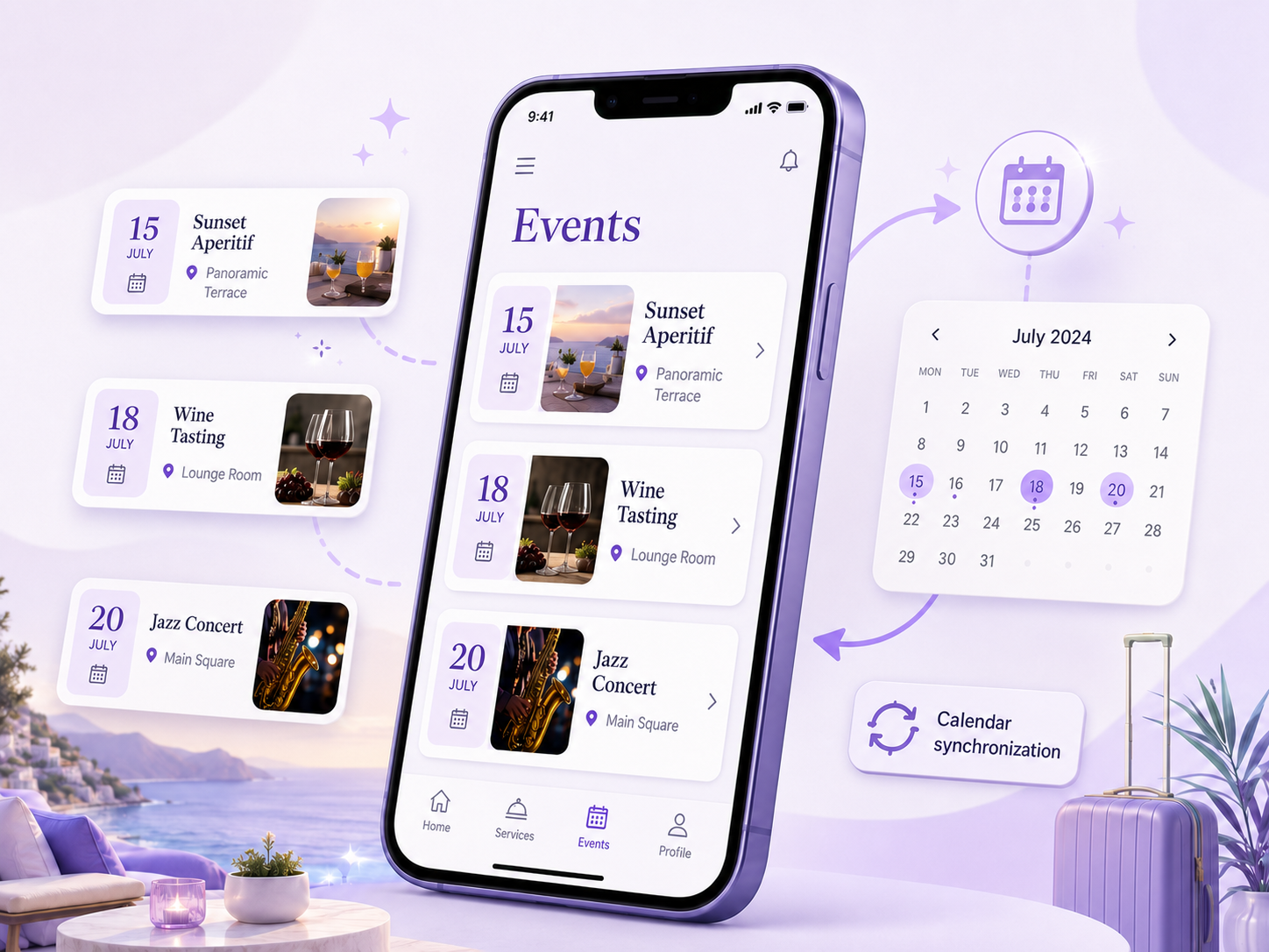 Event calendar in the digital Concierge